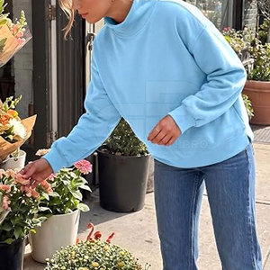 Sudadera de cuello alto para mujer, personalizada, de forro polar, manga larga, informal, cálida, deportiva, ropa de calle, para invierno - Product Image 5