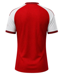 T-shirt sportif pour homme rouge et blanc à manches raglan, coupe classique, respirant, en jersey de polyester tricoté, col rond, design uni - Product Image 3
