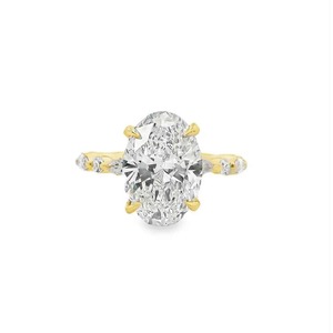 925 Sterling <b>Oval</b> Cut Diamond <b>Engagement</b> <b>Ring</b> Women's Yellow Gold Classic GIA Certified Natural Diamond Jewelry - Product Image 1