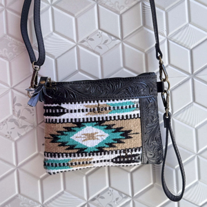 Bolso de mano tallado a mano Jacquard Color negro Sling Bohemian Aztec Fabric Bags Elegantes bolsos de Venta caliente para mujeres - Product Image 1