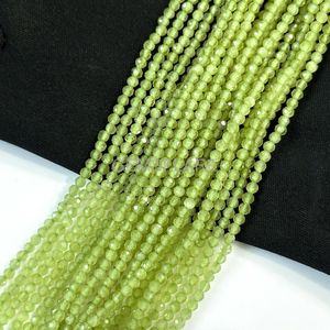 Peridoto natural microfacetado, cuentas redondas de 2 mm, peridoto con corte de diamante, cuentas de piedras preciosas sueltas facetadas para la fabricación de joyería. - Product Image 5