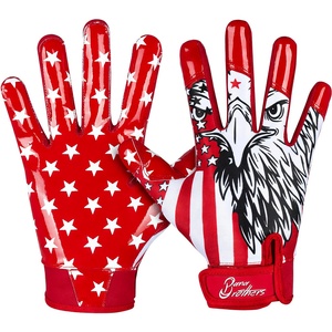 Guantes de Fútbol Americano con Diseño de Águila Blanca sobre Fondo Morado, Guantes Deportivos con Agarre de Silicona Duradero - Product Image 2