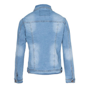 Women's Light Blue Denim <b>Trucker</b> <b>Jacket</b> Full Sleeve Button Front Turn-down Collar Washed Cotton Spring Wear - Product Image 2