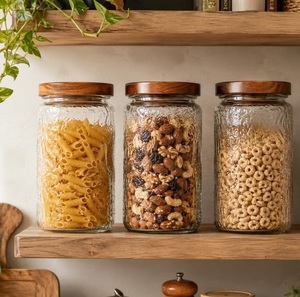 Glass Storage Containers Wooden Lids Dishwasher Safe Modern Luxury Design for Coffee Tea <b>Sugar</b> Salt Snacks Pantry Organization - Product Image 5