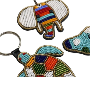 Luxury New Design Multi-Color Beaded Flower Keychain Trendy Bag Accessory <b>Key</b> Fob with Classic Style Embroidery Accessory - Product Image 5