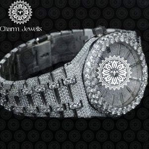 Montre de luxe pour homme Charm_Jewells, boîtier et bracelet en acier inoxydable, incrustée de diamants, mouvement mécanique analogique, date automatique, étanche - Product Image 3