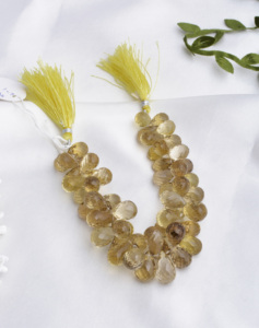 สร้อยคอประดับพลอยเลมอนควอตซ์ทรงหยดน้ำธรรมชาติ, พลอยสำหรับทำเครื่องประดับชั้นดี - Product Image 2