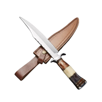 Ensemble de couteaux de chasse Bowie personnalisables, application tactique de survie, lame en acier inoxydable, bord partiellement dentelé, durable, pour la préparation des os