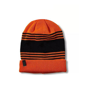 Bonnet rayé unisexe en tricot à revers, doux et extensible, pour l'extérieur et les températures froides, vente en gros, fournisseur de bonnets chauds - Product Image 1