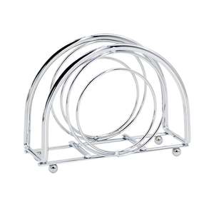 Support moderne pour porte-serviettes en métal argenté, 13x4x9cm, décoration de table en demi-cercle - Product Image 6