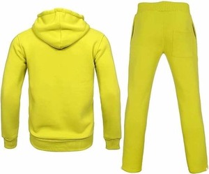 Ensemble de survêtement pour homme, jaune, à capuche, respirant, léger, fermeture éclair intégrale, couleur unie, polyester/coton, vêtements décontractés pour adultes, printemps - Product Image 5