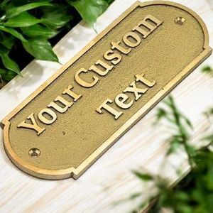 Plaque de porte en laiton massif de style antique avec texte personnalisé pour villa, appartement, hôtel, bureau, usage décoratif - Product Image 6