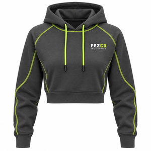 Sudadera Corta con Capucha para Gimnasio, Estilo Invernal, con Logotipo Personalizado en la Parte Delantera, 100% Algodón Felpa, para Mujer, Color Negro - Product Image 6