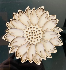 Sunflower Laser Cut Solid Wood Coaster Handcrafted Heat Resistant Drink Mat <b>Table</b> <b>Protector</b> Coffee Tea Cup Holder Home Decor - Product Image 3