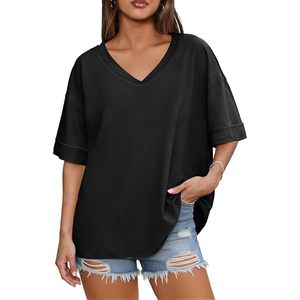 T-shirt tendance pour femmes à col en V, coupe ample, pour sorties décontractées, événements festifs et mode quotidienne, avec une forme ample et confortable - Product Image 1