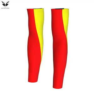 Nuevas Mangas Protectoras Transpirables para Brazos con Tono Principal Rojo, Diseño con Franjas Laterales Amarillas y Negras para Béisbol al Aire Libre - Product Image 4