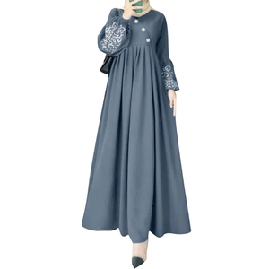 Vestidos Maxi Modestos de Moda Musulmana para Mujer, con Estampado, Manga Farol, Cintura Alta, Plisados, Abayas Sueltas, Vestidos para Eid - Product Image 3