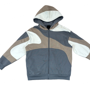 Sweat à capuche zippé en molleton français personnalisé avec logo imprimé, poids lourd, 100% coton, 320 GSM, coupe ample et courte, pour streetwear - Product Image 1