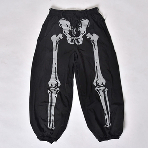 Pantalones unisex con estampado de esqueleto negro, cintura con cordón, puños elásticos, ropa informal para adultos - Product Image 1
