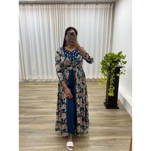 TRENDING RAYON FOIL IMPRESO SOLO BATA AZUL - Product Image 1
