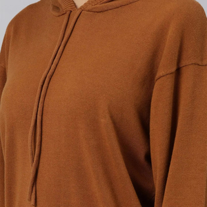 Conjunto Deportivo de Mujer con Capucha, Manga Larga, Color Sólido, Casual, Transpirable, Corte Holgado, 100% Algodón, Cierre con Cordón - Product Image 6