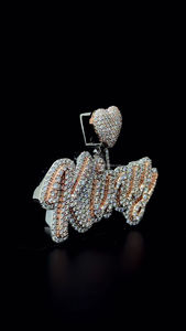 Personalizado 925 plata esterlina hombres Hip Hop joyería dos tonos totalmente helado Mossanite corazón fianza colgante diamante chapado en oro placa de identificación - Product Image 5