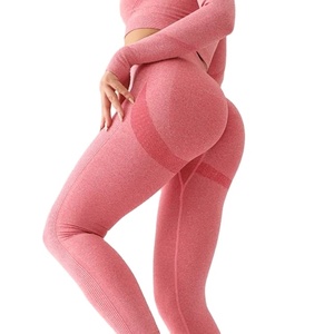 Vente en gros de vêtements de sport taille haute personnalisés pour femmes Leggings de course sans couture Leggings de yoga Workout Training Running Leggings - Product Image 6