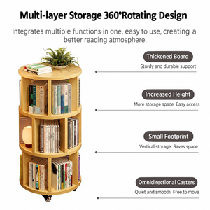 Rotating 360 Degree Modern Wood 6-Tier Space-Saving <b>Corner</b> <b>Bookcase</b> with Easy Access Storage for Living Room & Home Office - Product Image 3