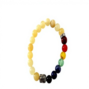 8mm Round Natural Calcite Through-Carved Buddha <b>Chakra</b> <b>Bracelet</b>-Healing Meditation Gift Spiritual products - Product Image 1