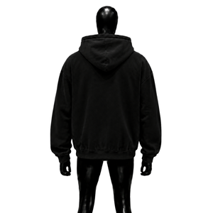 Sweat-shirt à capuche noir surdimensionné avec logo et poche sur le devant, style streetwear, manches classiques, en coton French Terry, pour l'automne, SAL - Product Image 2