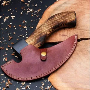 Hacha para Pizza Burraq, Hecha a Mano, de Acero al Carbono, Grado Industrial, Mango de Madera de Palisandro, Funda de Cuero, para Camping y Aire Libre, Regalo para el Día del Padre - Product Image 2