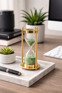 Mini Reloj de Arena de Latón, Reloj de Mesa Decorativo Vintage, Reloj de Oficina Clásico, Decoración de Mesa, Reloj de Meditación, Regalo de Latón Antiguo - Product Image 5