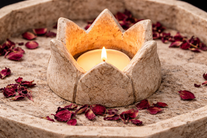 Cuenco de Piedra Travertino para Velas, Hecho a Mano, de Piedra Natural, Decorativo, Portavelas de Loto, Centro de Mesa Moderno, para Cumpleaños y Navidad - Product Image 3