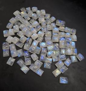 Piedras preciosas calibradas de piedra lunar arcoíris natural, rectangulares, con base plana, calidad AAA Plus, para la fabricación de joyas. - Product Image 6