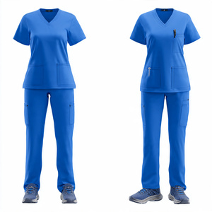 Medical <b>Scrub</b> Uniform Sets Nursing <b>Scrubs</b> Suits Hospital Wholesale 100% Cotton Knitted Breathable Comfortable - Product Image 3