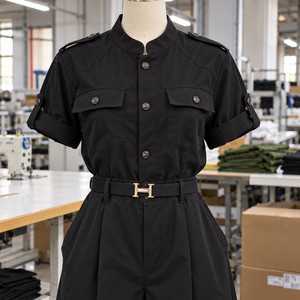 <b>Women</b> Work Knitted Style <b>Utility</b> <b>Jumpsuit</b> Full Length Wide Leg Cargo Romper Sleeveless Belted Waist - Product Image 5