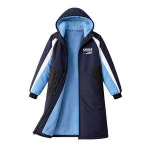 High Quality Men's Custom Logo Swim Team Parka <b>Jacket</b> Warm Fleece Lined Waterproof Nylon Shell <b>Long</b> Coat Hood All Season Outdoor - Product Image 2