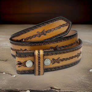 Genuine Leather Western Hand <b>Tooled</b> Leather and Hand Painted Floral <b>Belts</b> Real Handmade <b>Tooled</b> Leather Unisex Waist <b>Belts</b> - Product Image 3