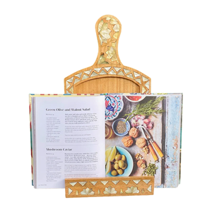 Soporte de madera para libros con nácar, soporte decorativo para libros de cocina para encimera de cocina, soporte de madera maciza hecho en Vietnam - Product Image 2