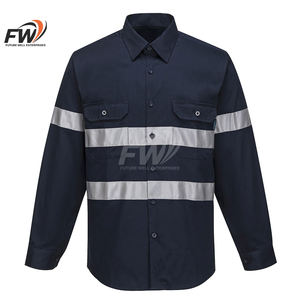 Camisa de trabajo reflectante de alta visibilidad, ligera, transpirable, con botones y manga larga para personal de almacén y mantenimiento, para hombre - Product Image 4