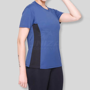 Vêtements de sport en gros pour femmes, t-shirt de gym en toile 100% coton, tissu extensible à séchage rapide, course à pied, yoga, entraînement - Product Image 3