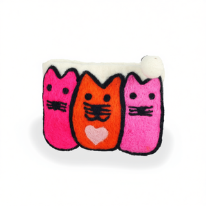 Sac à main en toile blanche pour femme, motif Trio de chats en feutre - Product Image 2