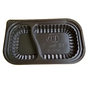 Récipient alimentaire jetable de qualité supérieure avec couvercle 2-4 compartiments noir PP PET plastique boîtes à déjeuner à emporter Top Products 2025 - Product Image 1