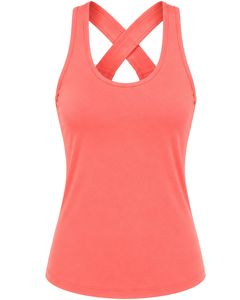 Customized Coral Women <b>Cross</b> Back Yoga Tank <b>Top</b> Breathable Sleeveless Gym Fitness Workout Activewear Sports Running Vest Shirt - Product Image 1
