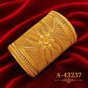 A-43232 10K Gold Cuff <b>Bangle</b> with Geometric Pattern Zircon for Women Wedding Jewelry Trendy Style 24K Gold Plated - Product Image 4
