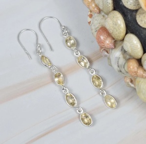925 Sterling Silver Yellow Citrine <b>Hook</b> <b>Earrings</b> Handmade Stone Faceted November Birthstone Jewelry for her - Product Image 4