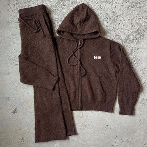 Custom Logo <b>Men</b> Mohair Brushed Knit Tracksuit Intarsia <b>Wool</b> Blend Jacquard <b>Men's</b> Knit <b>Sweater</b> - Product Image 4