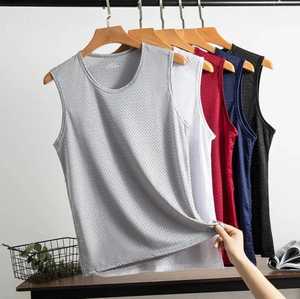 Men's ice silk mesh tanktop gym <b>stringer</b> fitness <b>vest</b> sleeveless muscle shirt transparent bodybuilding - Product Image 2