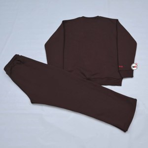 Ensemble de survêtement en coton marron pour homme, manches longues, col rond, uni, décontracté, coupe classique, avec logo imprimé en forme de question mark sur le devant, idéal pour l'automne - Product Image 6