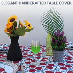 Vintage Indian Floral Block Print Premium Quality Handmade Cotton <b>Tablecloth</b> <b>Square</b> Covers Napkin/Placemat/Runner Modern Party - Product Image 3